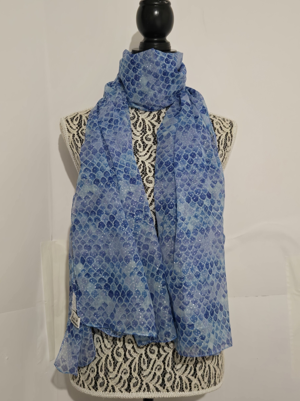 Blue Printed Lightweight Women's Scarf - Soft Patterned Wrap